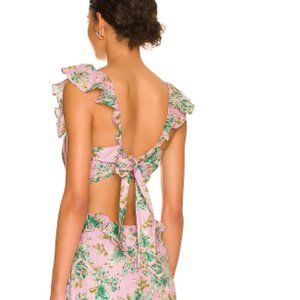 ASTR THE LABEL LYSETTE MIDI DRESS IN ORCHID GREEN FLORAL